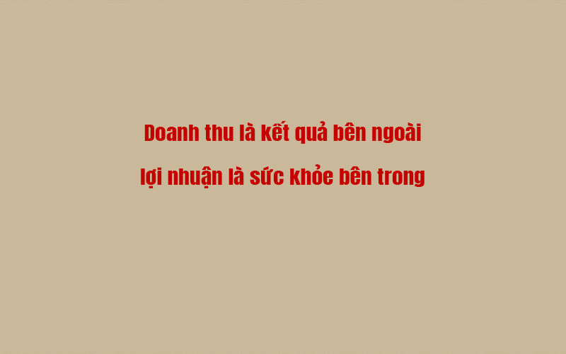 Doanh thu là kết quả bên ngoài; lợi nhuận là sức khỏe bên trong